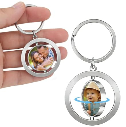 Porte-clés personnalisé avec photo - Porte-clés avec texte et photo gravés, cadeau personnalisé pour homme et petit ami (style 8)