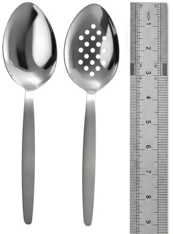 Gray Kunz Spoon Set | 18/10 Stainless Steel Plating | 9 Inch Basting Spoon | Pack of 2