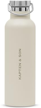 Kapten & Son Gourde Isotherme 750 ml Beige | Bouteille isotherme étanche & passe au Lave-vaisselle | Gourde Sport, Université & Quotidien | Boissons Chaudes & Froides | Double Paroi Isolée, sans BPA