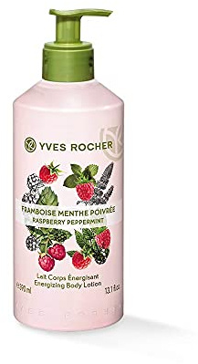 Yves Rocher Les Plaisirs Nature Body Milk Raspberry Peppermint, New Energy with Moisturising Body Milk, 1 x Pump Bottle 390 ml