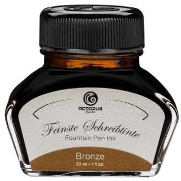 Füllhaltertinte im Tintenglas, Schreibtinte für Füllhalter, Füllertinte in Bronze 30ml im Tintenfass, Kalligraphie Tinte