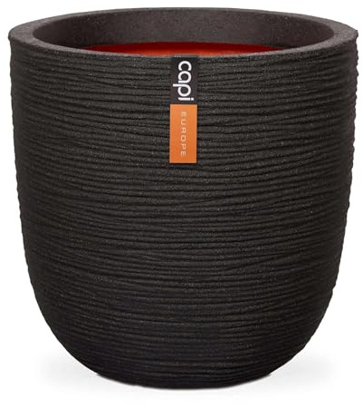 Capi Europe - Maceta Bola Rib NL - 55x53 - Negro - Apertura Ø46 - Maceta para Uso Interior y Exterior - Made in Holland - KBLR935