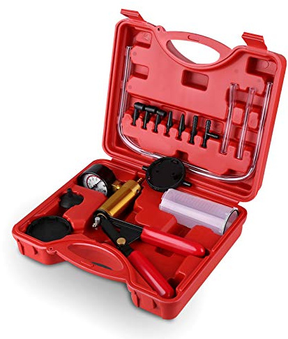 Bremsenentlüftungsgerät, Handheld Unterdruckpumpe Set Pumpe Vakuumtester Vakuumpumpe Entlüftung Bremsen mit Doppelmanometer für Auto Entlüftungsgerät Bremsflüssigkeit für Motorrad Auto