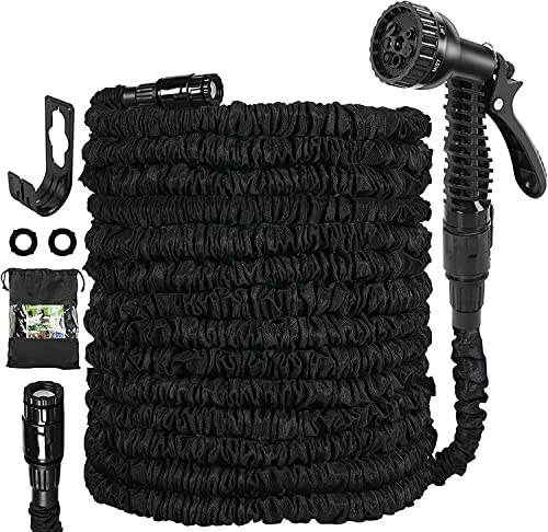 GRANDMA SHARK Gartenschlauch Flexibel 22m, Gardena Schlauch Wasserschlauch Flexibler Schlauchrohre mit 7 Modi, Wasserspritzpistole, Erweiterbare Schlauch-Spritzpistole (75FT, Schwarz), aus Polyester