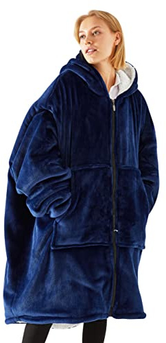 Tolumo Übergroße Hoodie Sweatshirt Decke Sweatshirt super weiche gemütliche warme komfortable Riesen-Hoodie Geeignet Kapuzenpullover für Erwachsene Männer Frauen Jugendliche LL20 Blue Plus