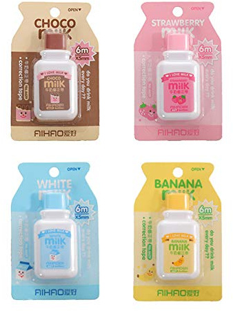 Kawaii Milch Korrekturroller 4 Stück Netter Korrekturbandmaterial Schreibwaren Schulbedarf Tragbare Korrekturband Mini Schulsachen im Büro Klasse Hausaufgaben