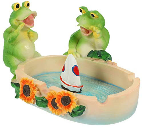Happyyami Dekorativer Frosch-aschenbecher Stabilem Lustiger Tischascher Für Zuhause Büro Und Garten Multifunktional Als Abfallbehälter Nutzbar Für Und Sammler