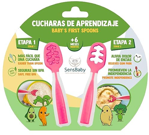 Cuchara Bebe Aprendizaje - Precucharas Bebe Blw para Primeros Alimentos, Cuchara Silicona Bebé 6 Meses Recomendadas por Nutricionistas, Cubiertos, Alimentacion Complementaria, Baby Led Weaning