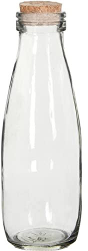 6x Botella de leche de vidrio - Botella de cristal con corcho - Ø7 x H21 cm - 500 ml