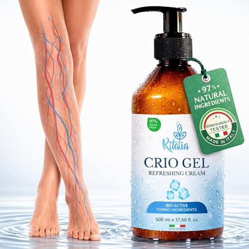 Ritalia® 500 ml CREME anti varices effet froid Cryo gel BIO JAMBES LOURDES CIRCULATION les araignées vasculaires jambes et pieds enflés soulagement fort anti-inflammatoire