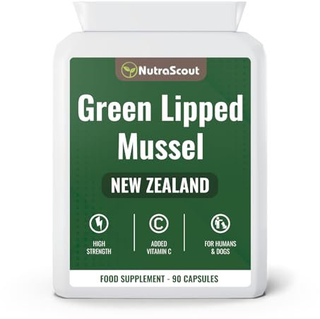 #1 Green Lipped Mussel for Humans and Dogs | New Zealand Sourced, UK Made Capsules with Added Vitamin C | Lab Tested With No Fillers | Joint Care Omega 3 Supplement | 3 Month Supply By NutraScout