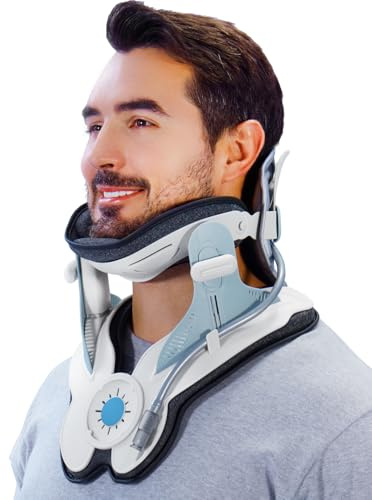 Cervical Neck Traction Device, Cervical Traction Device for Neck Pain and Support, Neck Stretcher with Air Pump for Home Use, Easy to Wear and Fully Adjustable