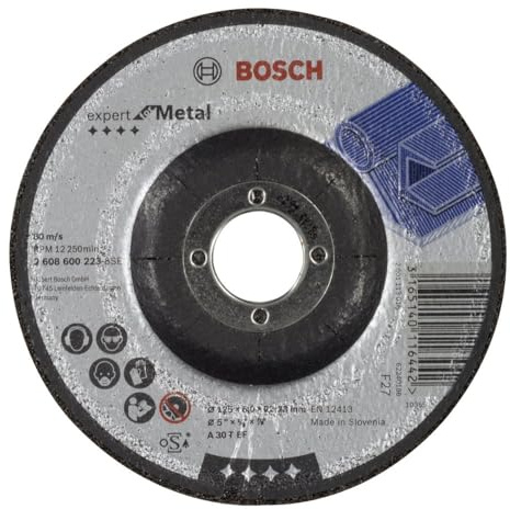 Bosch Accessories Professional 1x Schruppscheibe Gekröpft Expert for Metal (Metall, A 30 T BF, Ø 125 mm, 6.0 mm, Zubehör Winkelschleifer) (Packung mit 10)