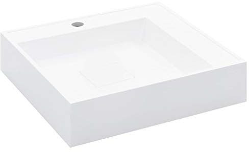 Homgoday Lavabo de Resina Mineral Blanc - Design Intemporel pour Décoration et Fonctionnalité | Installation Facile