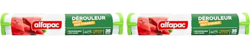 ALFAPAC - Dérouleur de film étirable 35M - Très extensible, adhérent et résistant - Rechargeable (Lot de 2)