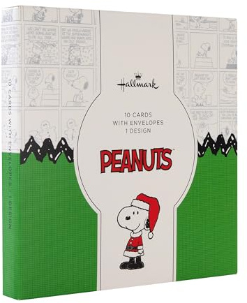 Hallmark Weihnachtskarten, Snoopy & Woodstock-Design, 10 Stück, Peanuts Comics, Weihnachtskarte Multipack