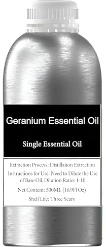 100% Pure Geranium Essential Oil for Aromatherapy, Diffusers, Skin Hair Care, Candle Soap Making, Premium Therapeutic Grade Organic Geranium Oil, Natural Fragrance Oil for Relaxation, Mood(500ml)