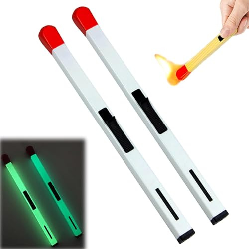 2-pack matchstick lighter, refillable matchstick lighter, creative matchstick shaped butane lighter, suitable for kitchen, candle, fireworks, fireplace, etc.