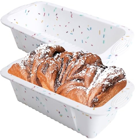 SmartKitch Silicone Bread Loaf Pan, Non-Stick Bread Pans for Baking,Flexible Silicone Baking Molds for Bread, Cake, Meatloaf (2PCS-Confetti)