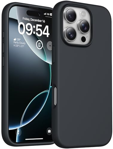 TOCOL für iPhone 16 Pro Hülle Silikon, Stoßfest rutschfest Anti-Fingerabdruck Kratzfest Handyhülle für iPhone 16 Pro Case, Schwarz