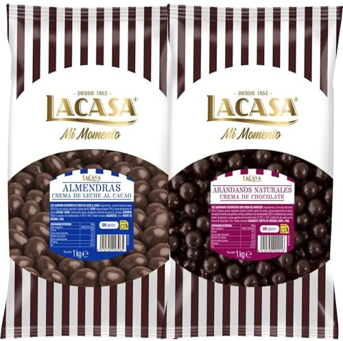 Lacasa Mi momento Pack 2 kg: deliciosas bolas de Almendra con chocolate con Leche y Arándanos con chocolate Negro