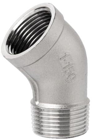 racor codo, 1/4 3/8 1/2 3/4 1 1-1/4 1-1/2 2 hembra a macho conector acodado de 45 grados acoplador conector de tubería de acero inoxidable 304,(DN50)