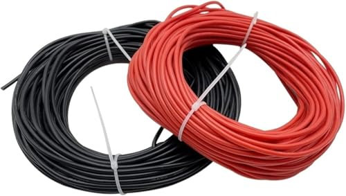 Cavo elettrico for tubi da 10 metri in silicone morbido, 8 10 12 14 16 18 20 22 24 26 28 30 AWG, filo elettrico resistente al calore, 5 m rosso e 5 m nero colore terreno elettronica (dimensioni: 22 AW