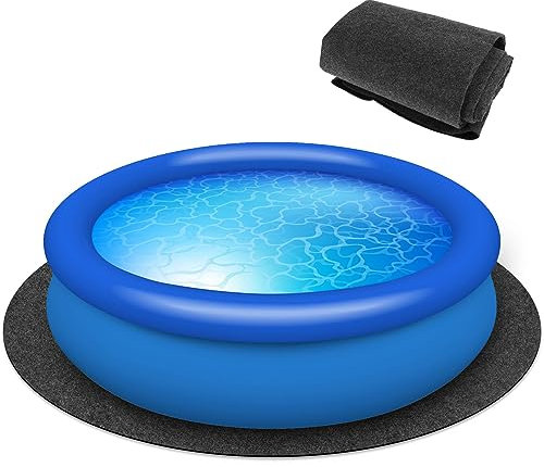 Tappetino rotondo per piscina da 198,1 cm, spesso tappetino protettivo impermeabile, antiscivolo, portatile, pieghevole, in feltro, per piscine interrate e fuori terra