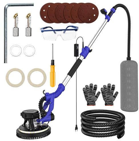 Ponceuse Girafe, Girafe Ponceuse 950W, 220MM Ponceuse Murale avec Système d'aspiration Automatique, 6 Vitesses (800 à 2100 tr/min), Lumière LED, MancheTélescopique, Long Tuyau à Poussière