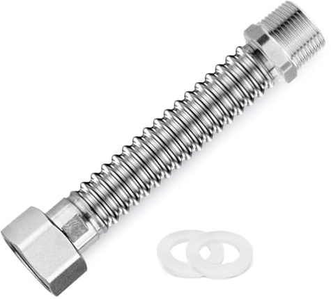 Tubo Corazzato 304, 3/4, Estensibile, Flessibile Da 40 Cm in Acciaio Inox G3/4 Dn20, Tubo Flessibile Di Collegamento in Acciaio Inox, Per Collegamento Dell'Acqua, Riscaldamento