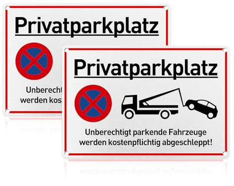 2 Stück Schild Privatparkplatz 30×20cm Parken Verboten Schild Aluminiumlegierung Parkverbotsschilder,Keine Bohrungen Erforderlich,Wasserdicht,Nicht Leicht Rosten,für Innen-und Außenbereiche