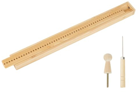 BENECREAT 13.8 Inch Wood Bookbinding Punching Tool Set with Precision Punching Cradle, Bookbinding Awl Kit & Hole Puncher - Natural Wood Design for DIY Journals, Notebooks & Craft Projects