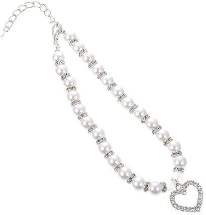 JOINPAYA White Pearl Dog Collar for Small Dogs L Size, Party Pet Necklace for Photography and Costume, Puppy Collar for Breeds in Pet Supplies