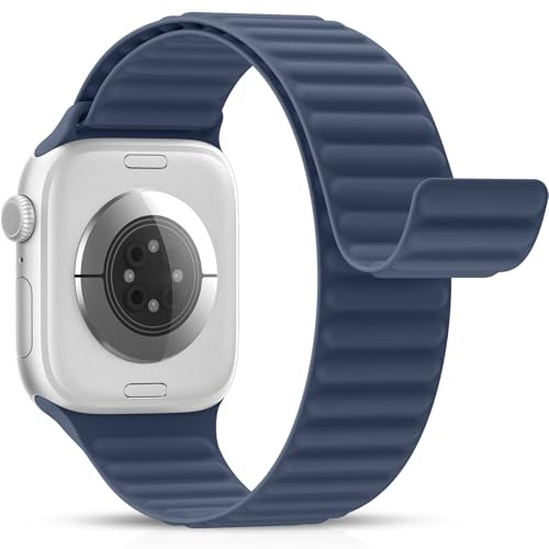 Higgs Magnetic Silicone Sport Strap Compatible with Apple Watch Straps 44mm 40mm 38mm 41mm 42mm 45mm 46mm 49mm for Men Women, Soft iWatch Wrist Band for Series 11 10 9 SE 8 7 6 5 4 Ultra 3 2 1