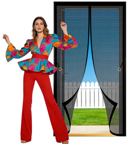 Magnetic Screen Fly Doors 130 x 214 cm Automatically Closes Screen Door Fly Easy to Install Without Drilling for Living Room, Bedroom, Patio, Black