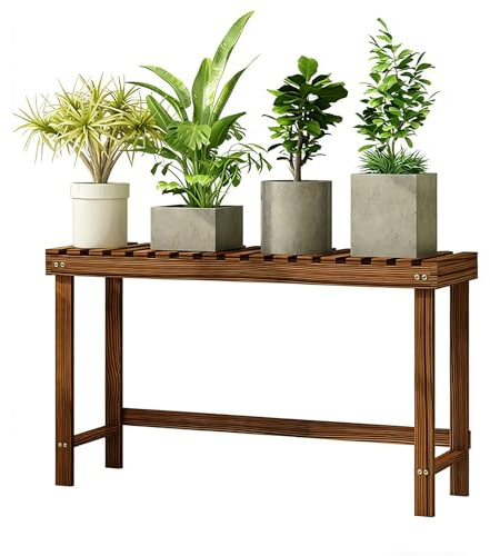 Pubstbos Blomstativ i trä växtstativ inomhus hörn växthylla multifunktionell kombination växthylla stativ för trädgård hörn balkong vardagsrum (brun, 78 x 25 x 45 cm)