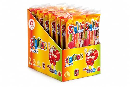 Siglitos Flash’s Ice Pops – Pack 12 Bolsas (144 Unidades) | Sabores Surtidos Frutales y Cola | Helados Tipo Flash Refrescantes para Fiestas, Verano y Negocio