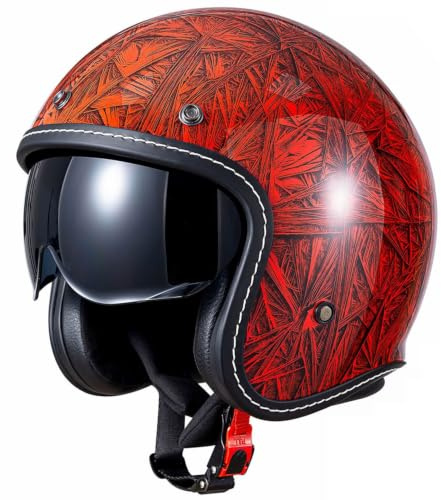 Mezzo Casco Moto Jet E Demi-Jet Vintage per Adulti Uomini Donne Caschi Cromwell ECEDOT Omologato Casco Scodella Con Visiera Caschi Ciclomotore Scooter Aperto 3/4 2,M=57~58CM