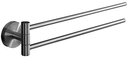 Ambrosya® | Scaldasalviette esclusivo in acciaio inox | Bagno Supporto Staffa Asciugamano Portasalviette Portasciugamani Asta WC (Acciaio inossidabile (Spazzolato), 37,9 cm)