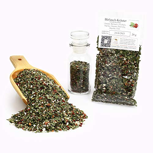 Bärlauch Kräuter Gewürzmischung, Bärlauch Kräutermischung, Waldknoblauch Dip Gewürz, Kräuter getrocknet, Barbecue Gewürz mit Chili, 20g