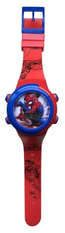 Accutime Kids Marvel Spider-Man Digital Quartz Plastic Watch for Boys & Girls with LCD Display, Blue/Red (Model: SPD4480)