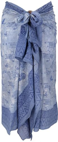GURU-SHOP, Bufanda Fina, Sarong, Colgante de Pared, Falda Envolvente, Vestido Sarong, Combinación Azul 16, Algodón, Tamaño:One Size, 160x100 cm, Paños Estampados