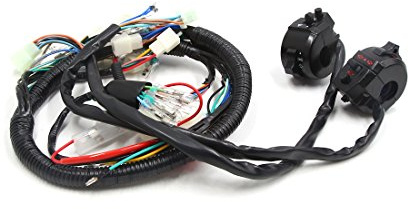 sourcing map Negro Interruptor de Manillar de Luz de Bocina Kit de Cableado para Moto GY6125