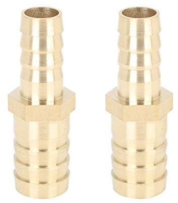 X AUTOHAUX 2 Pcs 16mm to 12mm Brass Barb Hose Fitting Straight Connector Adaptor for Air Water Gas Oil