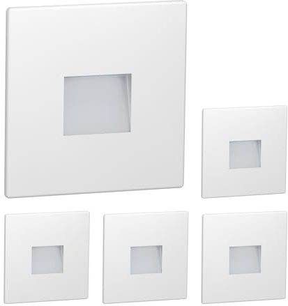 ledscom.de 5x LED Treppenlicht/Wandeinbauleuchte FOW für innen und außen, Downlight, eckig, 85 x 85mm, warmweiß