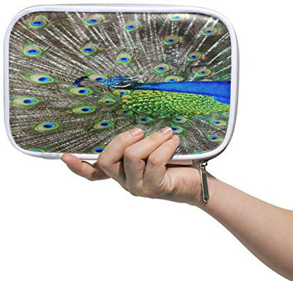 RXYY Federmäppchen Grün Tier Pfau, Halter Mäppchen Reißverschluss Schreibwaren Reise Beutel Bürste Kosmetik Stifttasche für Schule Mädchen Jungs