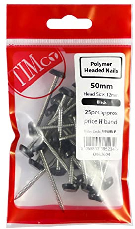 TIMco Polymerkopfstifte, 40 mm, Weiß, Edelstahl, 50 Stück – PP40WP