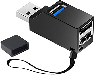 iJiZuo USB 3.0 Hub, 3-Porta Splitter Hub (2 USB 2.0 + USB 3.0) Direct Tower Alta velocità USB 3.0 Hub di trasferimento per PC portatile USB Flash Drive(Nero)