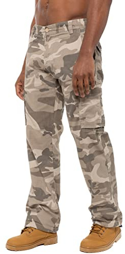 BRAND KRUZE Mens Cargo Combat Trousers KZ116 Camouflage Green Camo Summer Pants Jeans All Waist Sizes