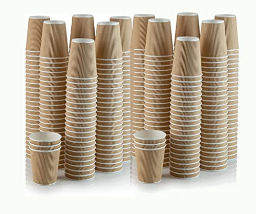 Best House EcoWise Brown 8-OZ Hot Beverage Cups with Ripple Wall Design, Perfect for Cafes – Eco-Friendly Recyclable Paper-Takeaway Coffee Cups (Pack of 25)